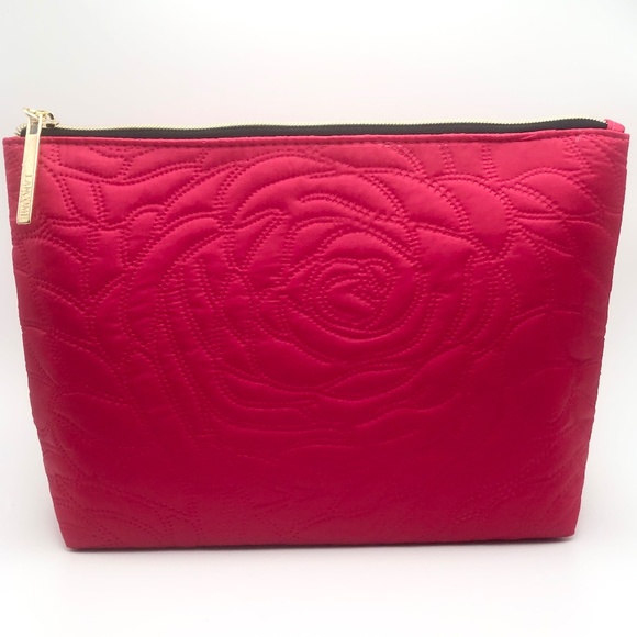 ❤️ 4 for $25 Lancome Pink Rose Quilted Cosmetic Makeup Bag NEW - Picture 2 of 5